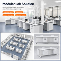Banc de travail de laboratoire en forme de C, mobilier de laboratoire modulaire avec armoire mobile, poste de travail résistant aux produits chimiques pour projets de recherche