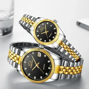 Fábrica de China personalizar barato mejor par de relojes de pulsera de cuarzo con logotipo y esfera de cristales <span class=keywords><strong>para</strong></span> hombre y mujer - Product Image 3