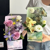 Boîte portable pour arrangements floraux, idéale pour les mariages, les achats, les cadeaux, l'emballage de plantes, les sacs en papier