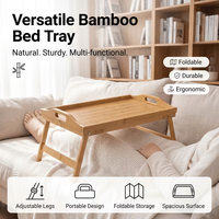Plateau de lit pliable en bambou naturel, plateau de petit-déjeuner, plateau de lecture, plateau de bureau, plateau en bois personnalisé, plateaux en bois empilables, plateau TV pliable en bois