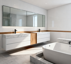 Grande <span class=keywords><strong>spazio</strong></span> di lusso bagno armadio moderno Design minimalista con morbidi cassetti di chiusura e controsoffitto in marmo - Product Image 2
