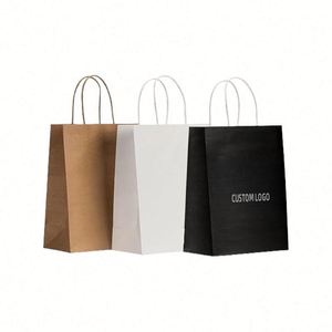 Sacs en papier kraft de luxe personnalisés en gros, style pliable avec poignée en corde pour vêtements, cadeaux, shopping et emballage - Product Image 3