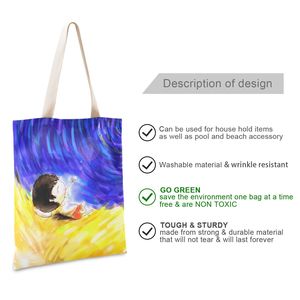 Custom Artistic Starry Boy Print <b>Canvas</b> <b>Shopper</b> Bag Durable Tote with Inner Pocket for Travel, Wholesale Bulk - Product Image 3