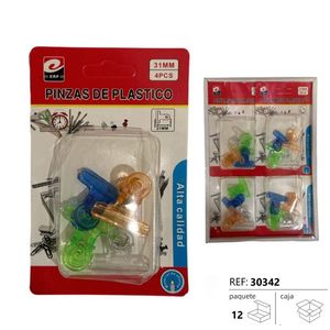 Pinzas De Plastico 31Mm 4Pcs Alta Calidad Para Oficina Y Escuela - Product Image 2