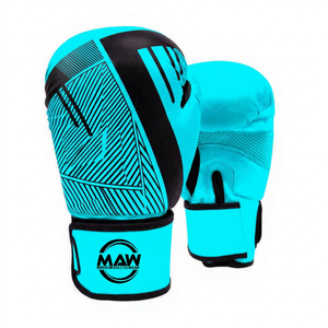 MAW Boxing Gloves PU Material <b>Velcro</b> Closure Breathable Training Gear for Adults Martial Arts Cyan Black - Product Image 1