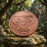 Pièces de monnaie en cuivre personnalisées, portrait de gorille en relief profond 3D, gaufrage double face, cuivre pur 999, 1 once