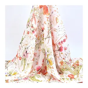 Polyester Shifon Textile Digital Print Floral Voile Woven 75D Shimmer Chiffon Fabric For Women Dress Clothing