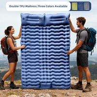 Colchón Inflable Doble Verde Impermeable, Colchón de Aire Portátil de Alta Calidad, TPU, 4 Estaciones, Camping, Aire Libre, Bomba de Pie Integrada