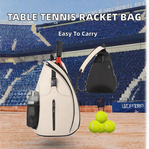 Tennis Racket Crossbody Bag 30-40L Nylon Waterproof Zipper Closure Beige and <b>Black</b> Sport <b>Backpack</b> - Product Image 2