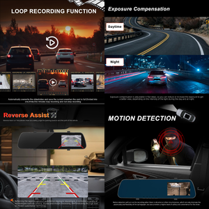 Caméra embarquée Podofo 4 pouces à double objectif 1080P DVR avec enregistrement en boucle et détection de mouvement, rétroviseur DVR avec <span class=keywords><strong>vision</strong></span> nocturne, caméras avant/arrière - Product Image 2