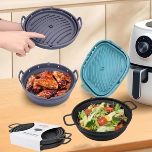 7.5 Inch Bpa Free Food Grade Collapsible Round air <strong>Fryer</strong> Silicone <strong>Basket</strong>, Non Stick Reusable Silicone air <strong>Fryer</strong> Liners - Product Image 1