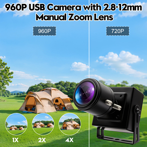 Caméra Web ELP 1,3 MP à faible luminosité, HD, objectif varifocal 2,8-12 mm, monture M12, caméra USB à faible luminosité, mini caméra Web pour ordinateur portable, PC - Product Image 2