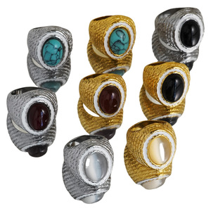 Mecylife Vintage Duif Ei Druppels Turquoise <span class=keywords><strong>Ring</strong></span> Vrouw 18K Vergulde Sieraden Waterdichte Kleurrijke Natuurstenen <span class=keywords><strong>Ring</strong></span> - Product Image 5