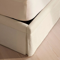 Lit en tissu blanc classique américain, taille Queen, avec tête de lit à bord arrondi et base à jupe, ensemble de meubles de chambre à coucher pour la maison