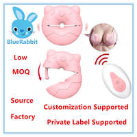 Masseur de poitrine télécommandé BlueRabbit pour adultes, type Donut Kitty, vibromasseur à clip pour les seins, stimulateur de mamelons, jouet sexuel pour femmes