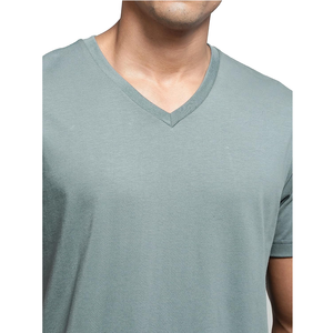 Camisetas ajustadas informales con cuello en V para hombre de calidad superior, diseño personalizado de Color sólido a la moda, tejido transpirable de talla grande - Product Image 4