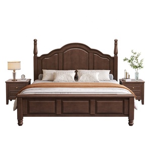 Ensemble de meubles de chambre à coucher moderne, <span class=keywords><strong>lit</strong></span> en bois bon marché, personnalisation du design, <span class=keywords><strong>lit</strong></span> double en bois massif avec cadre en cuir, taille <span class=keywords><strong>king</strong></span>-size - Product Image 4