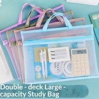 Bolsa de malla para documentos con letra A5, carpeta de archivos transparente con doble cremallera, gran capacidad, almacenamiento para escuela y oficina, papelería