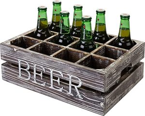 Estante de exhibición enfriador de 6 botellas de bambú y madera de fácil montaje para fiestas de Bar de <span class=keywords><strong>cerveza</strong></span> o portadores de botellas de vino incluidos - Product Image 1