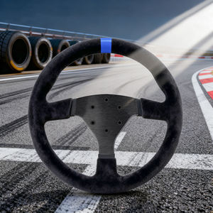 พวงมาลัยรถแข่งแบบคลาสสิก 330 มม. รุ่นปรับแต่งพิเศษ หุ้มอัลคันทาร่าสีน้ำเงิน ยี่ห้อท็อปมาร์ค ใช้ได้กับรถแข่งทั่วไป สไตล์ JDM สำหรับเกมแข่งรถ - Product Image 1