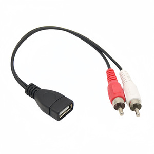 Câble adaptateur audio USB femelle vers 2 RCA mâle pour téléviseur et décodeur avec connecteurs USB 2.0 vers RCA, câble AV - Product Image 1