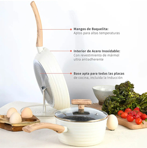 Modern Ceramic Non-Stick <b>Cookware</b> <b>Set</b> Glass Lids Bakelite Handles 10-Piece Enamel Coated Oven Dishwasher Safe for Gas <b>Induction</b> - Product Image 3
