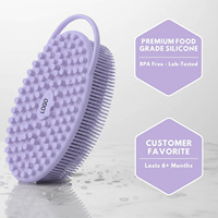 Gant de gommage corporel en silicone pour la douche, exfoliant doux pour le dos avec poils doux, brosse de bain double face de qualité supérieure, massage