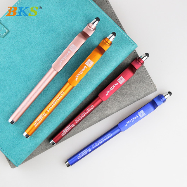 3 in 1 Multi-Color Professional Design Logo Stylus Pen Business Aluminum Gel Pen Soft Rubber Wholesale Gift Writing Width 0.5mm