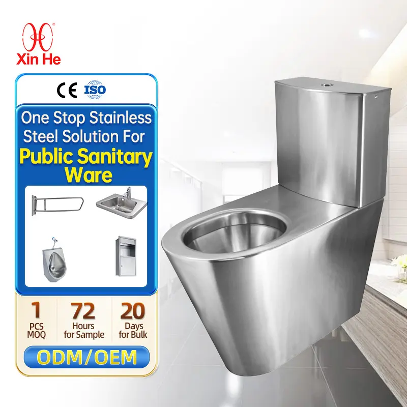CE Europe Standard Dimensions Washdown Stainless Steel Sanitaryware Type WC Toilet With Cistern