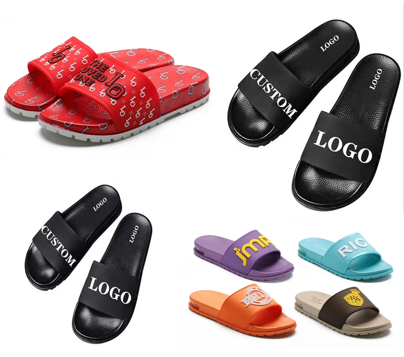 Henghao Good Price Big Size Thick Sole Flat Customized Slide Sandals Shoes Outdoor Comfortable Sandals And Slippers For Men