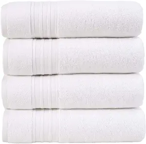 Factory direct sale luxury 5 star hotel pure white towel 100% cotton soft absorbent high grade bath customized logo towel set