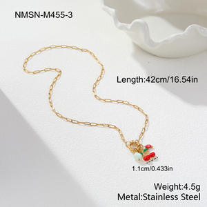 Collier en acier inoxydable cerise rouge - design luxueux et exclusif, chaîne de collier, nouveau style, bijoux à la mode et élégants - Product Image 3