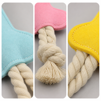 Jouet de traction pour chien en plastique moderne, multi-couleurs, écologique, en forme d'os, avec corde en coton durable, pour le nettoyage des dents et poignée facile à saisir