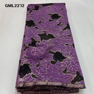 Tessuto in Pizzo Tulle Africano di Alta Qualità, Colore Blu, Ricamo a Foglia d'Acero, Tessuto in <span class=keywords><strong>Organza</strong></span>, Pizzo Jacquard, Broccato per Tende - Product Image 2