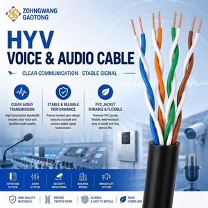 <span class=keywords><strong>Cable</strong></span> de Audio para Comunicación HYV, <span class=keywords><strong>2</strong></span>-100 <span class=keywords><strong>Pares</strong></span>, 0.4-0.8mm, Cobre Sólido, Aislamiento de PVC, para Cableado Telefónico y de Audio, OEM, CE - Product Image 1