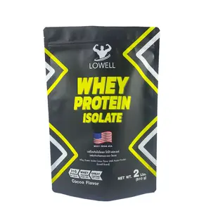 500g 1kg 2kg whey protein powder matte black stand up bag with resealable zipper