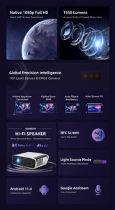 OEM โปรเจ็คเตอร์อัจฉริยะ ODM 4K, โปรเจ็คเตอร์อัจฉริยะกูเกิ้ลทีวี4K โปรเจ็คเตอร์ความคมชัดระดับ Full HD Wi-Fi ภาพยนตร์ Google โปรเจคเตอร์กลางแจ้ง1080P การศึกษา - Product Image 6