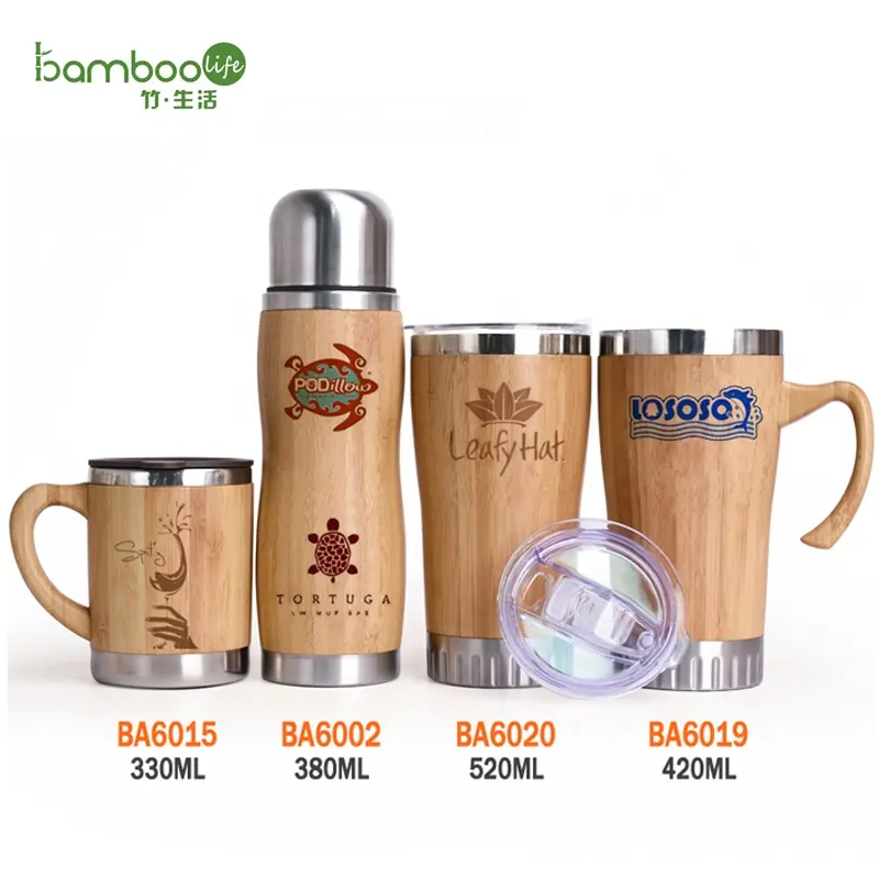 New design wholesale bamboo tumbler travel mug reusable tea cup with bamboo coffee cup