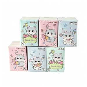 Mouchoirs de poche 3 plis pour voyage, motif dessin animé, double usage sec/humide, en pâte de bois vierge, mouchoir portable - Product Image 1