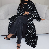Abaya personnalisée haut de gamme en Nida à pois, doublure douce en mousseline, fermeture à boutons-pression, pour femmes musulmanes, vente en gros d'Abayas islamiques
