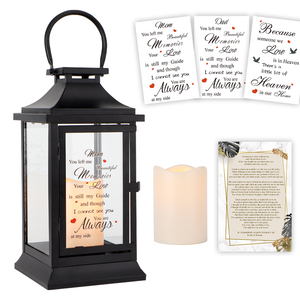 Lanterne Vintage in Metallo Nero per Candele, Lanterna Commemorativa per Tombe e Cimiteri con Candele LED per Famiglia - Product Image 5