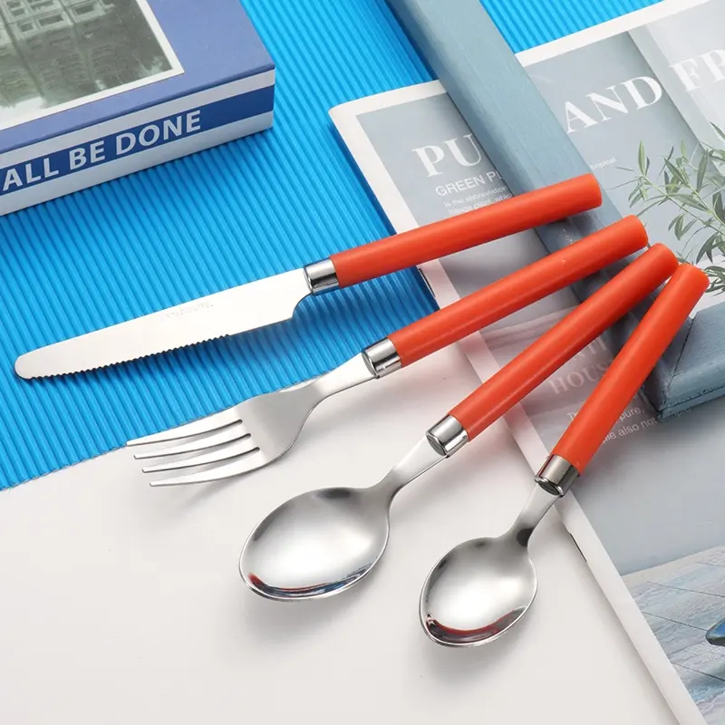 Colorful Simple Design Cheap Promotion Gift Chalk Sharp Customize Fork Family Dinnerware Set