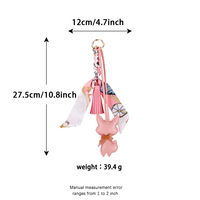 Breloque de sac renard OEM&ODM, pendentif en soie imprimé renard avec nœud en cuir pour sac à main, intérieur de voiture, crochet de sac, ornement décoratif suspendu assorti