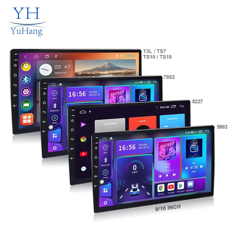 Yuhang 7/9/10 inch 2 din Android 13 phổ màn hình cảm ứng GPS navigation1280 * 720 Car DVD Player MP4 MP5 cho t3l TS7 TS10 TS18