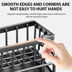 Étagère de rangement pour évier en ABS à double niveau avec barre porte-serviettes pour éponge et brosse, étagère de rangement pour <span class=keywords><strong>cuisine</strong></span> - Product Image 6