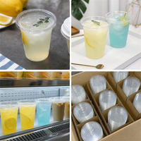 Op maat gemaakte 200ml 450ml 600ml 800ml logo bedrukte enkelwandige PET plastic bubble tea/ijskoffie bekers