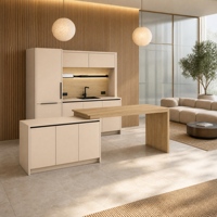Ensemble de meubles de rangement modulaires ATWOKA beige, unités murales suspendues, garde-manger haut, bar à café, credenza pour espace détente