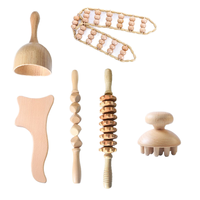 Planche Gua Sha en bois de hêtre en forme de poisson, bâton de massage en bois à 9 roulettes, outil de soin corporel à poignée incurvée, ensemble OEM à marque privée