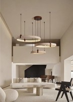 Lustre rétro chinois de style zen à LED à spectre complet, pierre de grotte jaune, duplex, hall principal, protection des yeux, style rétro