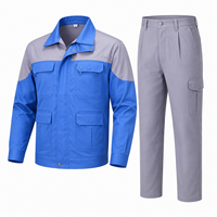 Ensemble de vêtements de travail industriels bicolores sur mesure OEM, veste et pantalon cargo avec couleurs et logo personnalisés, durable pour les équipes d'usine/de entrepôt